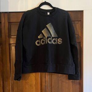 adidas Black Crewneck Sweatshirt with Gold Logo